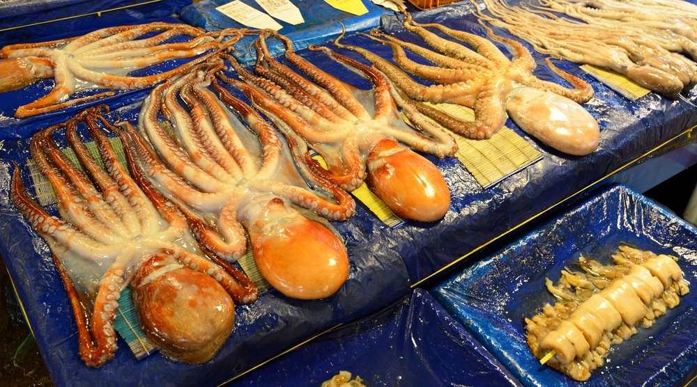 Raw octopus at Noryangjin Fisheries Wholesale Market in Seoul, South Korea.